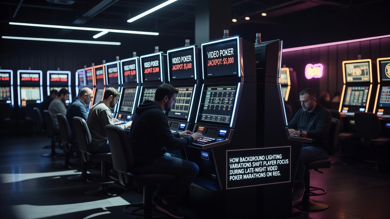 Skærmbillede af videopoker-interface med justerbar baggrundsbelysning